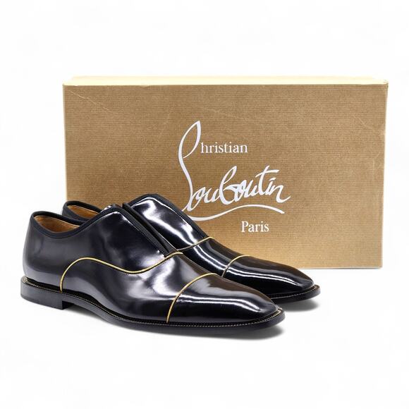 Christian Louboutin Alpha Male Patent Leather Oxford Shoes Black EU 42.5 US 9.5